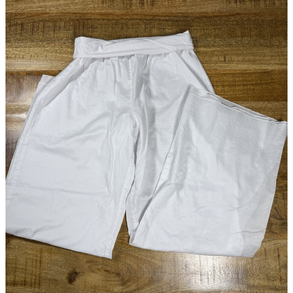 Soma Intimates White Lounge Pants Medium‎ Cotton Wide Leg Pajama Sleep Casual